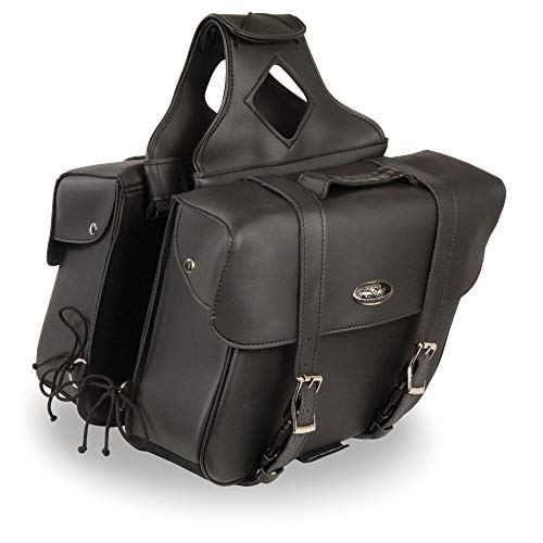 Milwaukee Leather PVC 2-Strap Throw-Over Easy Zip off and off Motorcycle Saddlebags - LG - color: SH580ZB-BLACK, size: Large