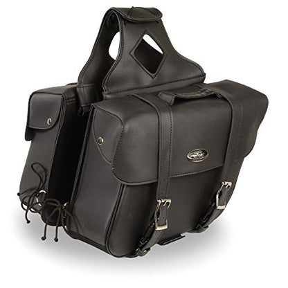 Milwaukee Leather PVC 2-Strap Throw-Over Easy Zip off and off Motorcycle Saddlebags - LG - color: SH580ZB-BLACK, size: Large