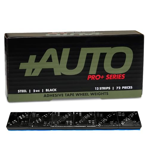 +Auto 2 oz Steel, Adhesive Stick on Wheel Weights, EZPeel Tape. Cars, Trucks, SUVs, Motorcycle, Low Profile, Rim Contoured, U.S.A. Professional Grade, 72pcs/Box (Black) - color: Black