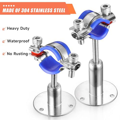 6PCS 304 Stainless Steel Wall Mount Ceiling Mount Pipe Supports,Suitable for OD Pipe 32-34mm,Adjustable Height 50-100mm,Adjustable Pipe Strap Clamp with Screws - color: Adjustable Height 50-100mm, style: 32-34mm