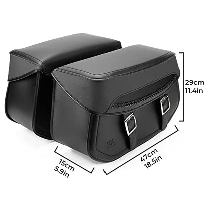 KEMIMOTO Synthetic Leather Motorcycle Saddlebags Throw Over Saddle Bags