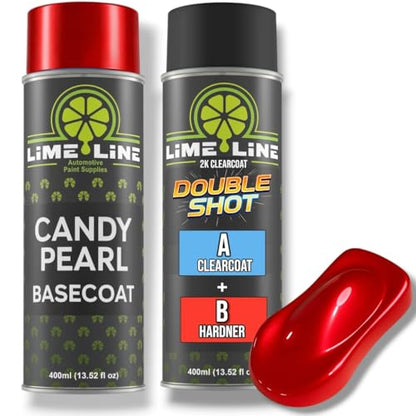 LiME LiNE Candy Pearl Basecoat Aerosol Kit – Automotive Spray Paint, Includes 2K Clearcoat, Pro Results No Spray Gun Needed (Apple Red + Clearcoat) - color: Apple Red + Clearcoat