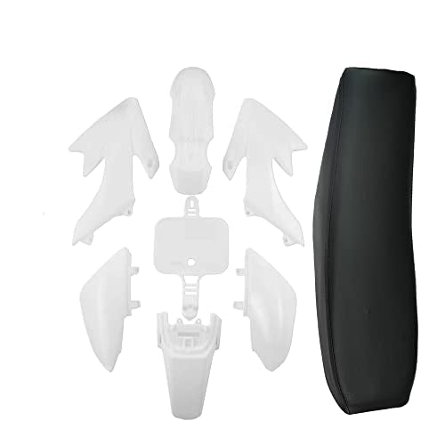 CLEO Plastics Kit with Black Seat for CRF50 XR50, Chinese 50cc Dirt Pit Bike,Fenders Fairings Replacement Plastic with Seat(white)