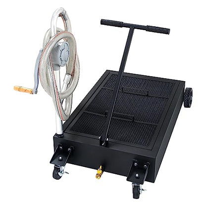 20 Gallon Oil Drain Pan Low Profile Oil Drain Tank Large Capacity Oil Change Pan with Foldable Hand, Pump, Hose, Swivel Casters Wheels Fit for Car, SUV, Trucks Oil Change Black - color: Black, size: 20 Gallon Manual Pump