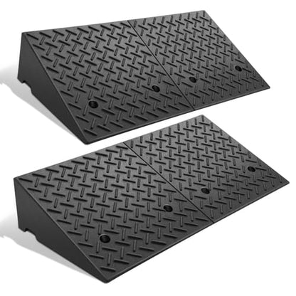 DNA Motoring 2pcs 7.7" Rise Rubber Curb Ramp Heavy Duty Loading Driveway Ramp Threshold Ramp 39 in L x 19.6 in W x 7.7 in H for Loading Dock, Warehouse, Motorcycles, Cars, TOOLS-00654X2 - style: 7.9" 2pc