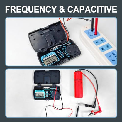 ALLOSUN Digital Multimeter Pocket Size DC AC Voltage Current Tester NCV Ohm Capacitance Frequency Diode and Continuity Test Auto Range (EM3085A (Upgraded))