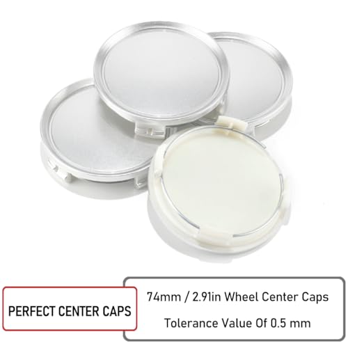 RTrhinoTuning 4PCS 74mm Wheel Center Caps for Rim A1714000125, OD:2.91"(74 mm) ID: 2.74"(69.57 mm) Silver Hub Caps - color: Silver