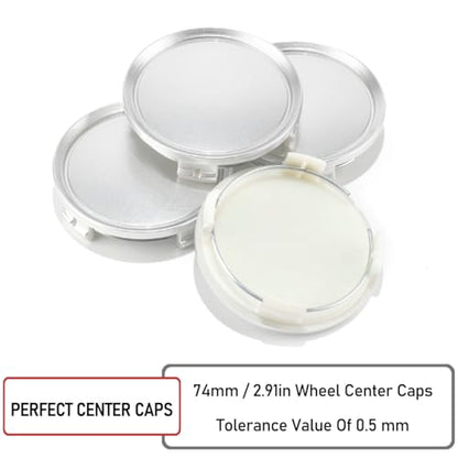 RTrhinoTuning 4PCS 74mm Wheel Center Caps for Rim A1714000125, OD:2.91"(74 mm) ID: 2.74"(69.57 mm) Silver Hub Caps - color: Silver