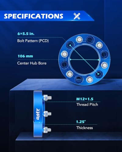 OMT 6x5.5 Wheel Spacers with 106mm Center Hub Bore, Set of 4 - color: Blue, size: 6x5.5" Hubcentric