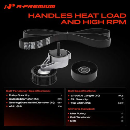 A-Premium Engine Serpentine Belt Drive Component Kit