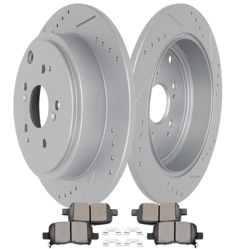 SCITOO Brake Kits Rear Slotted Brakes Rotors Ceramic Brake Pad:31318;D865 - size: Rear 31318 + D865 [2+4PCS]