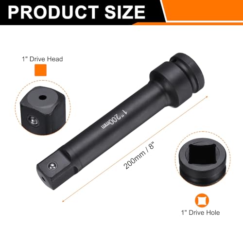 HARFINGTON Socket Extension Bar 1" Drive 8" Long CR-V Steel - size: 1" Square Drive 8" Long