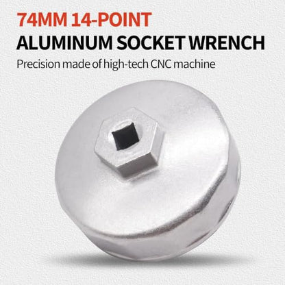 74mm 14 flutes Heavy Duty Oil Filter Wrench, Oil Filter Removal Tool Compatible with Volkswagen, Mercedes Benz, VW, Audi, Porsche, Mazda, Sprinter, Select Mobil1, Bosch and Mahle - style: 74mm 14 flutes