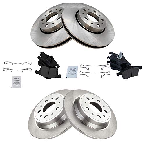 TRQ Front and Rear Brake Pad and Rotor Set Ceramic Vented Rotors 285mm - style: BKA11575