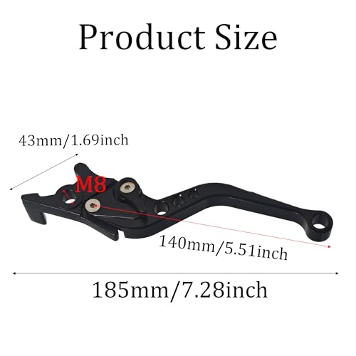 1 Pair Black Motorcycle Brake Clutch Levers, CNC Aluminum Alloy Handle Set for Scooter Motorbike, Adjustable Replacement Parts - color: Black