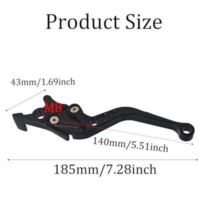 1 Pair Black Motorcycle Brake Clutch Levers, CNC Aluminum Alloy Handle Set for Scooter Motorbike, Adjustable Replacement Parts - color: Black