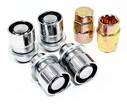 Set of 4 12x1.5 Veritek OE 1.47 Inch Mag Factory Style Replacement Chrome Lug Nut Wheel Locks with 2 Zinc Keys for Factory Wheels VPE-45700N2CH