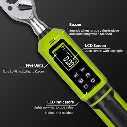 3/8" Digital Torque Wrench-0.66-44.2Ft.Lb for Bike Motocycle Repair - style: 3/8" 0.66-44.25 Ft-Lb Set