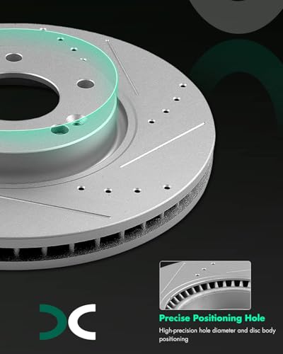 SCITOO - Brake Kits Front Brake Rotors Ceramic Brakes Pads: 31427;D1444 - size: Front 31427-Slotted + D1444 [2+4PCS]