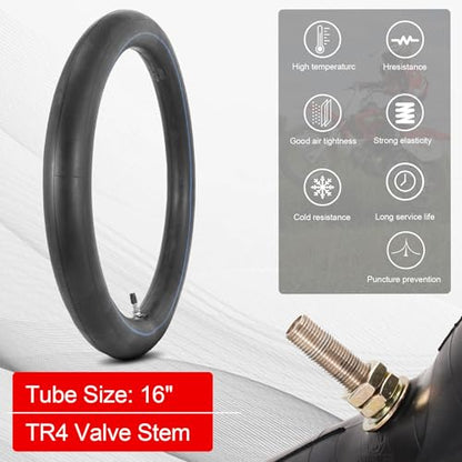 2.50-16 Tire and Inner Tube Set 6PR - Mini Cross Motorcross Front Tire and TR4 Heavy Duty Inner Tube Fit for 2.50-16 Off Road Pit Bike/Motorcycle Tire