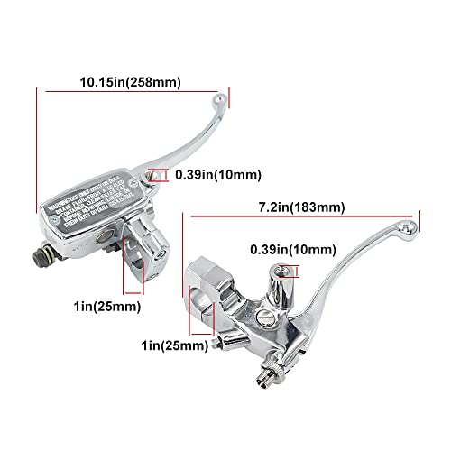 1" Brake Clutch Master Cylinder for Honda Shadow VT600 VT750 VT1100 VT1300 - color: Silver