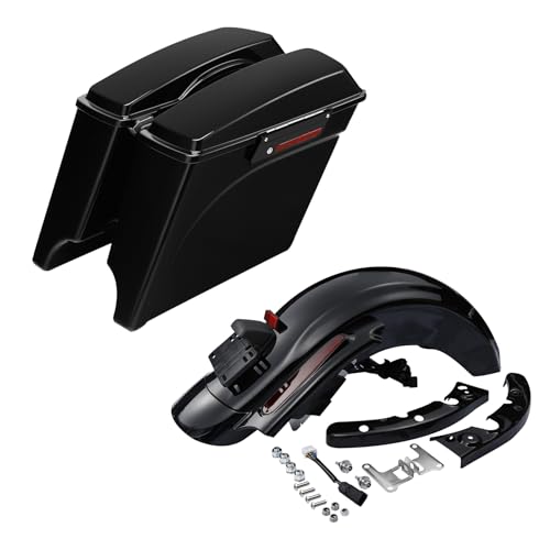 TCMT 5" Stretched Extended Saddlebags LED Rear Fender Fit For Harley Touring Road King Electra Glide Street Glide Road Glide Ultra 2009-2013 - color: Rear Fender Red Lens, size: 5" Stretched Saddlebags(Black Latches)