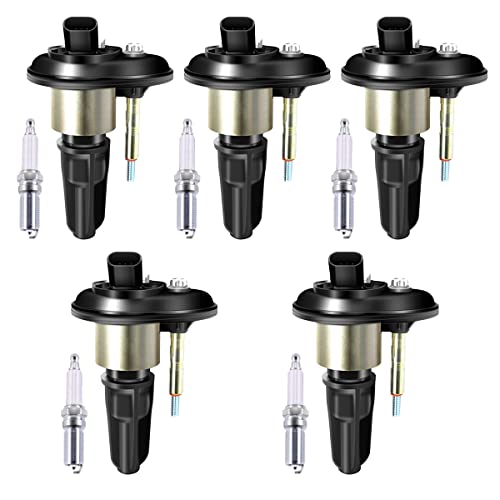 MAS Set of 5 Ignition Coils Pack & Acdelco Platinum Spark plugs Compatible with Chevrolet GMC Isuzu Hummer Colorado H3 i-250 i-370 2.8L 3.5L Replacement for UF303 5C1392 12568062