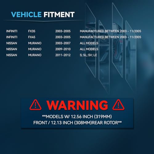 Detroit Axle - 8PC Front & Rear Brake Kit for 2003-2005 INFINITI FX35 FX45 - size: 8PR1300267/kit