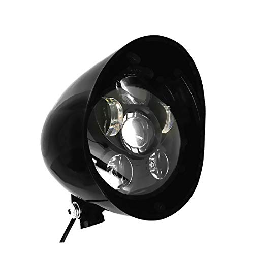 FATECIM 5.75" LED Motorcycle Headlights w/Aluminum Visor Clear Lens 5 3/4 inch Bullet Vintage Lamp for Harley Sportster Dyna Softail Bobber Chopper Honda Yamaha Suzuki Kawasaki Custom Black - color: 5.75"-Black/LED