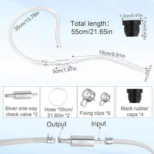 Penitue 2 Pack Universal Brake Bleeder Hose Kit with One-Way Check Valve, Motorcycle & Car Fluid Bleeding Tube Tool for Clutch and Brake System (Includes Metal Clips)