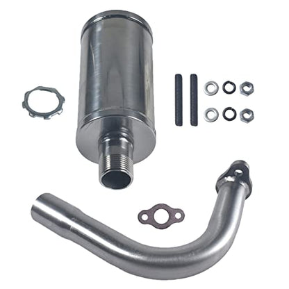 New upgradation Exhaust Muffler Pipe and gasket nut kit for 2 stroke 49cc 60cc 66cc 80cc Engines Gas Motorized Bicycle Motor Bikes Silver - size: Exhaust Muffler Pipe kit Silver
