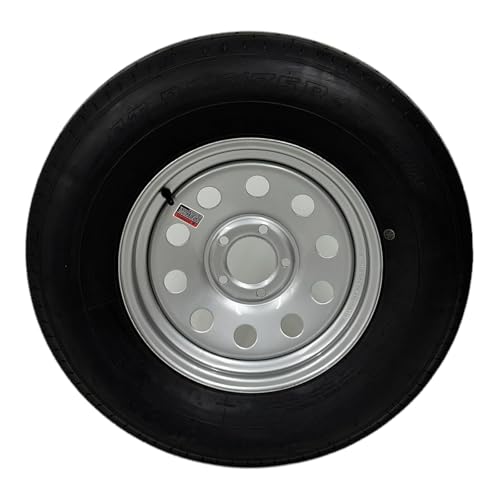 Trailquest ST225/75R15 Radial Trailer Tire on Rim, Silver, 5 Lug with 5x4.5" Bolt Pattern