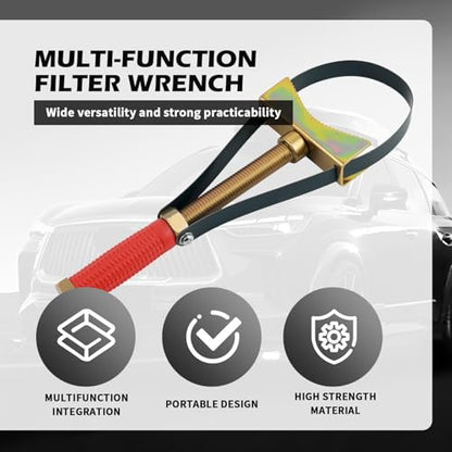 Adjustable Oil Filter Wrench with Strap,Heavy Duty Oil Filter Removal Tool with Non-slip Serration & Adjusting Nut Compatible with Acura,2 in 1 90-150mm Oils Filters Strap Wrench
