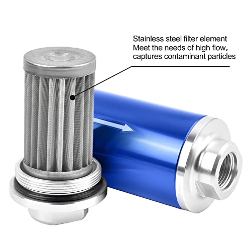EVIL ENERGY 30 Micron Inline Fuel Filter with 6AN 8AN 10AN Adapter&Bracket Clamp 60MM Universal