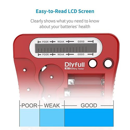Dlyfull Battery Tester for AA AAA C D 9V 1.5V/3V Button, Batteries Checker