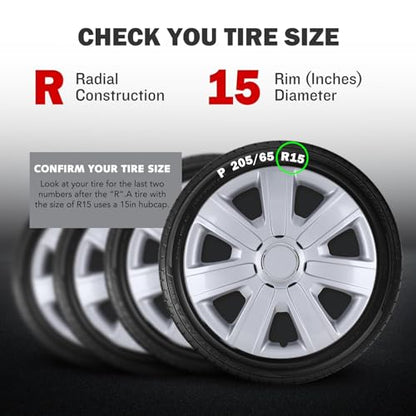 15" Wheel Rim Covers Universal Hubcaps, Snap on Car Truck SUV - color: 5076-Lacquer-15