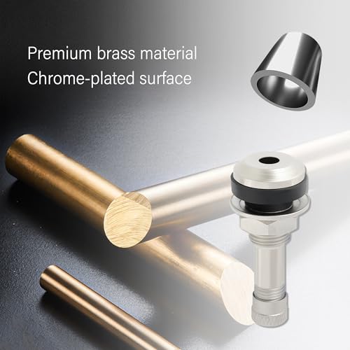 4PCS TR416 Tire Valve Stems for 0.453" & 0.625" Rim Holes,Long 1 1/2 Metal Valve Stems,Rated at 130PSI of High Pressure Valve Stem,Universal Motorcycle Valve Stem for Trucks,Cars