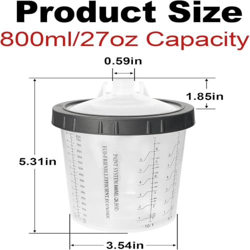 Paint Spray Gun Disposable Cups System 800ml (28oz) with Lids Liners - size: 28 Ounce Kit (800ml)
