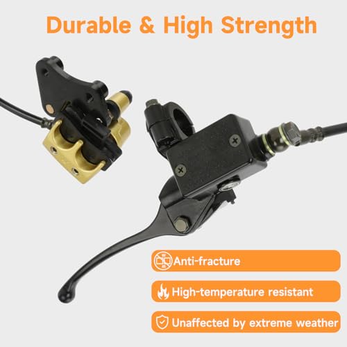 FVRITO Front Disc Hydraulic Brake Master Cylinder Caliper Assembly and Pads for 50cc 70cc 90cc 110cc 125cc SSR Apollo RFZ Taotao Coolster SDG 107 Thumpstar Pitster Pro DHZ Chinese Pit Dirt Bike Parts - color: Black+Gold