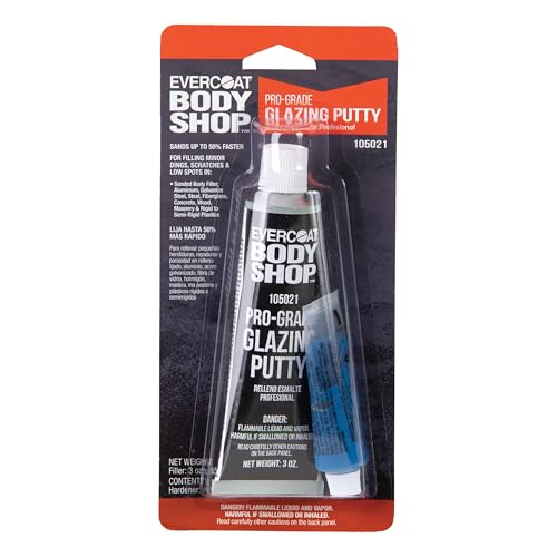 Evercoat Body Shop 105021 Pro-Grade Glazing Putty, Stain Resistant for Minor Imperfections and Low Spots in Aluminum, Fiberglass & More, Cream Hardener Included 3 Fl Oz. - size: 3 Fl Oz., style: Glazing Putty