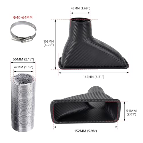 BARTOO Air Intake Duct Front Bumper Turbo Air Intake Pipe Universal for Car - style: Square