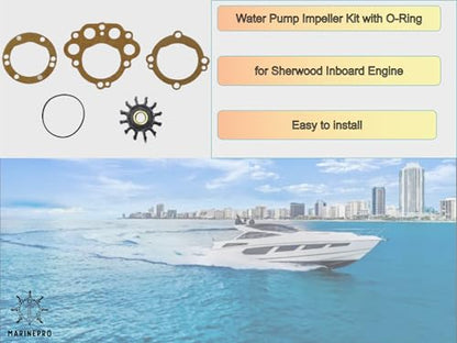 10077K Raw Sea Water pump Impeller Kit for Sherwood Pump R30G G701 Inboard - size: replace Sherwood 10077K