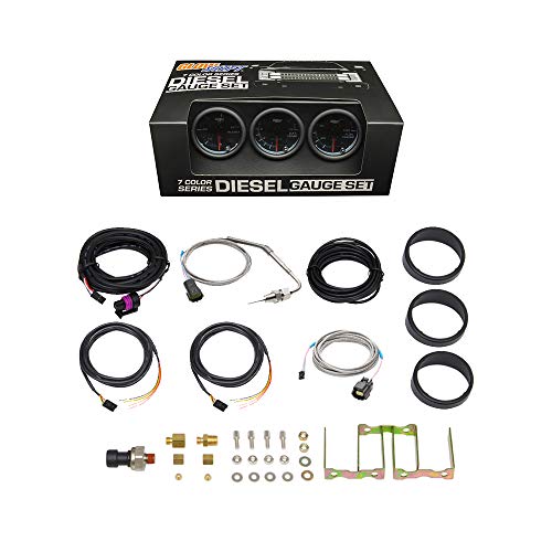 GlowShift Tinted 7 Color 3-Gauge Diesel Truck Set, 2-1/16" 52mm
