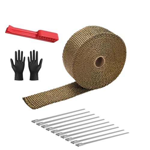 Exhaust Heat Wrap Roll 2" x 16' Titanium Fiberglass Heat Shield Tape 1 Rolls 5cm x 5m with 10pcs Stainless Ties and A Measure Tool for Motorcycle Car Truck - style: Titanium16' /1roll