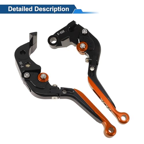 Short/Long Brake Clutch Levers for Kawasaki Ninja ZX6R 636 00-04 - color: Black Handle Orange End