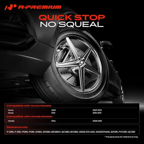A-Premium Front and Rear Ceramic Brake Pads Compatible with Honda & Acura - style: Front and Rear - P1280+P1281