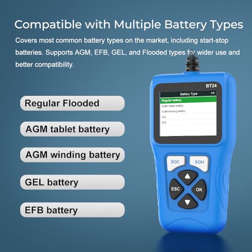 Veepeak 12V 24V Car Battery Tester, 100-2000 CCA Auto Load Analyzer