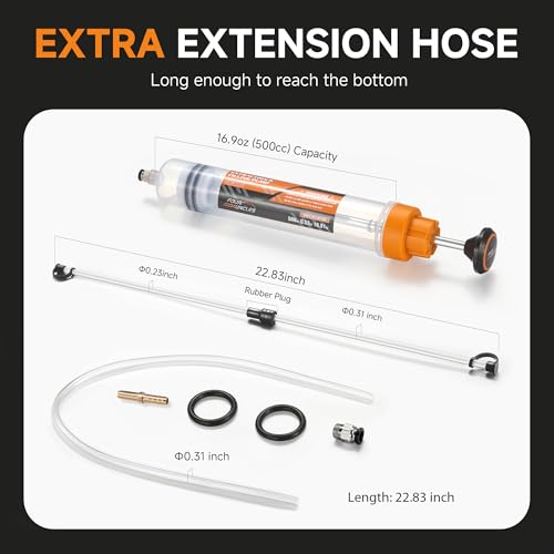 FOUR UNCLES Fluid Transfer Syringe for Automotive Oil Service 500cc - size: 500cc(58cm hose)