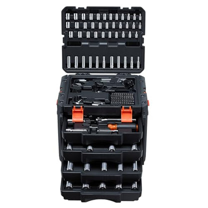 VEVOR Mechanics Tool Set, 256-Piece Mechanic Tool Kit, 1/4 in, 3/8 in, and 1/2 in Drive, SAE and Metric Socket Set, Wrenches, Screwdriver Bits, Accessories, and Storage Case, for Automotive Repair - size: 256-PCS