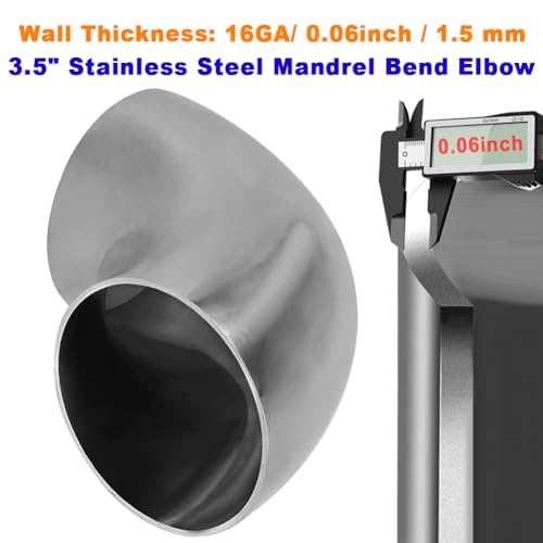 3.5 Inch 90 Degree SS304 Stainless Steel Bend Tube Exhaust Elbow Pipe for Car Modified Exhaust System 3.5" Piping Silver Tone，Stair Handrail(2PCS) - size: 3.5"